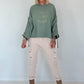 Hose mit elastischem Bund und seitlichen Knopfleisten - beige