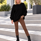 Oversized Pullover mit Grobstrickärmeln - schwarz
