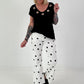 Jeans with all-over polka dots - white-black