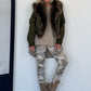 Jacke mit kuscheligem Fellkragen - oliv