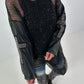 Stylish Long Mesh Shirt with Cross Details - black