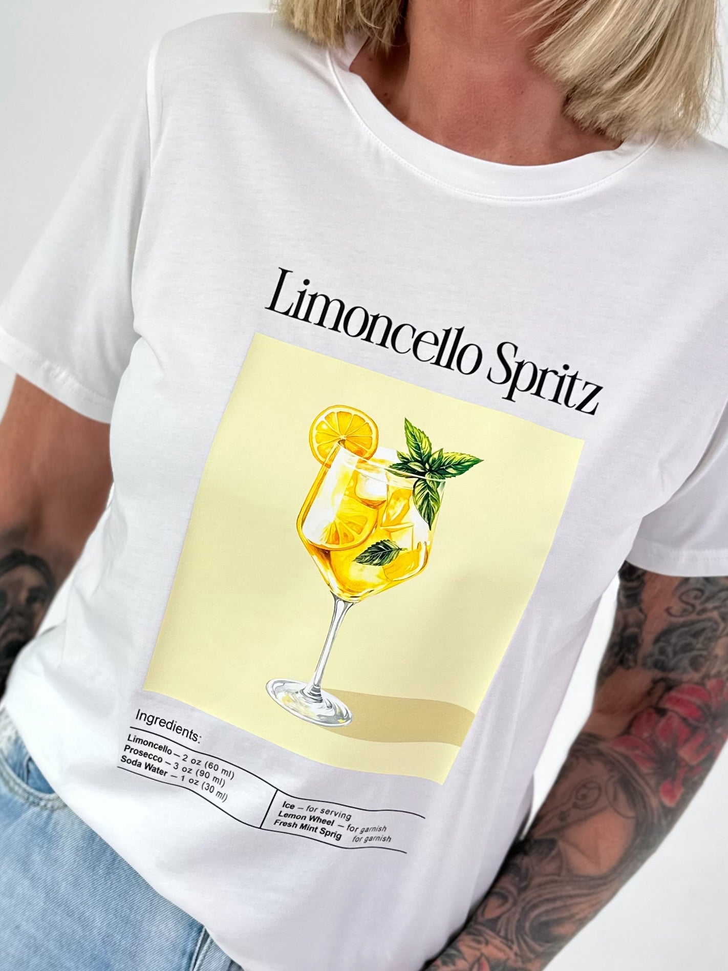 T-Shirt mit Limoncello-Spritz Print - weiss