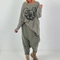 Oversized Sweater mit Paillettenprint - khaki