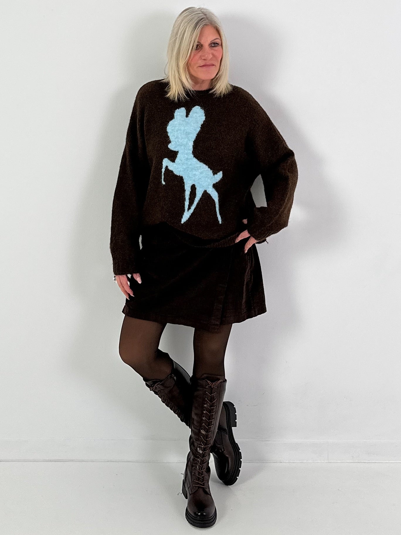 Sweater model "Nala" - coffee-ice blue