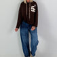 Hoodie mit Leo Bändchen und Teddyplüsch Print - mokka