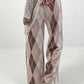 Hose mit Rautenmuster - beige-braun-weiss