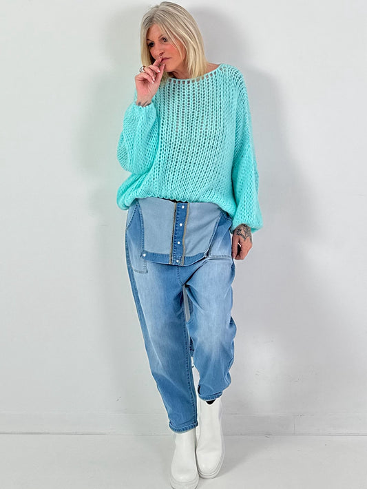 Grof gebreide trui model "Balloon Bubble" - aqua