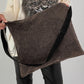 Stylische Tasche in Used-Jeansoptik und Strassmotiv Leopard - mokka
