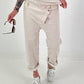 Baggy Hose im Layering Look - beige