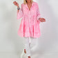Tunika/Kleid mit Frotte-Applikation - rosa