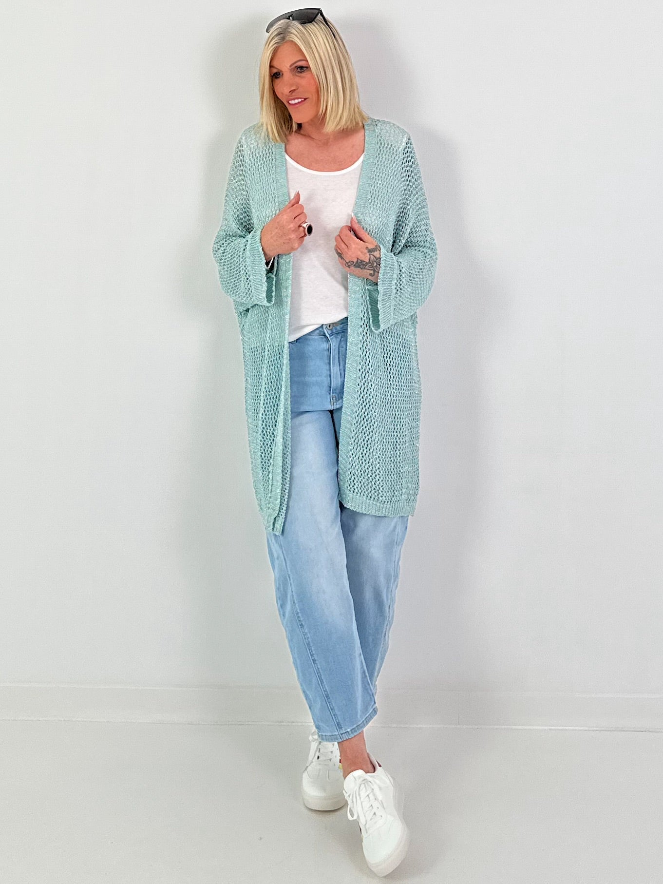 Häkeljacke mit Lurex - watergeen