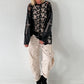 Stylisches oversized Spitzenshirt mit Details Kreuz - schwarz