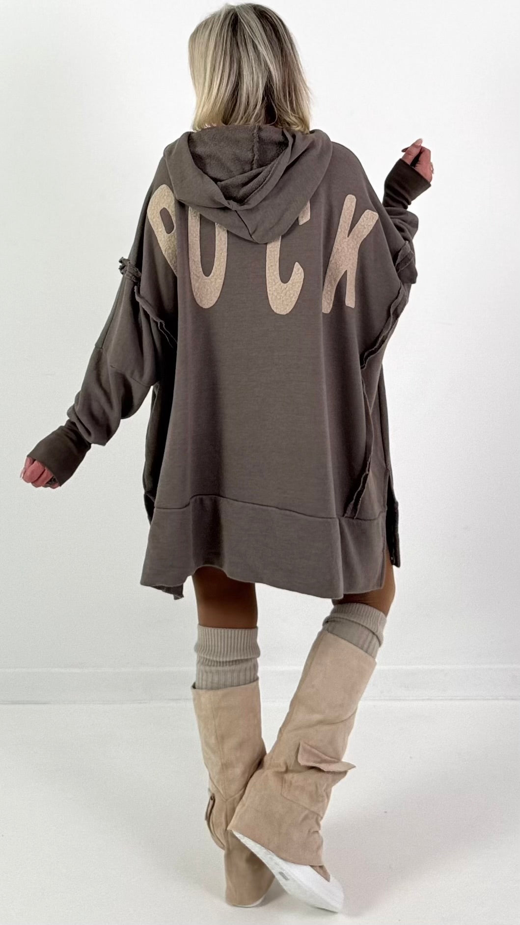 Oversized hoodie model "Rockwave" - ​​​​taupe