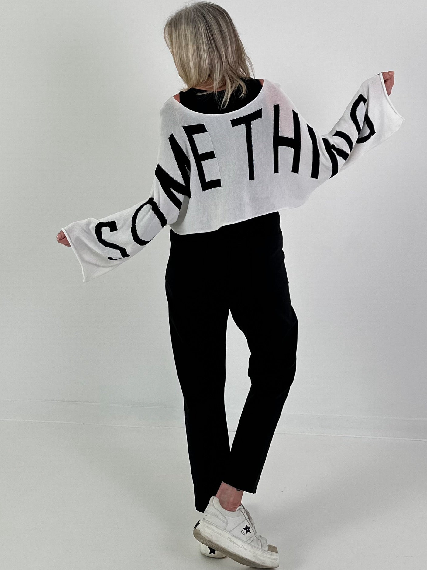 Cropped sweater Something - white