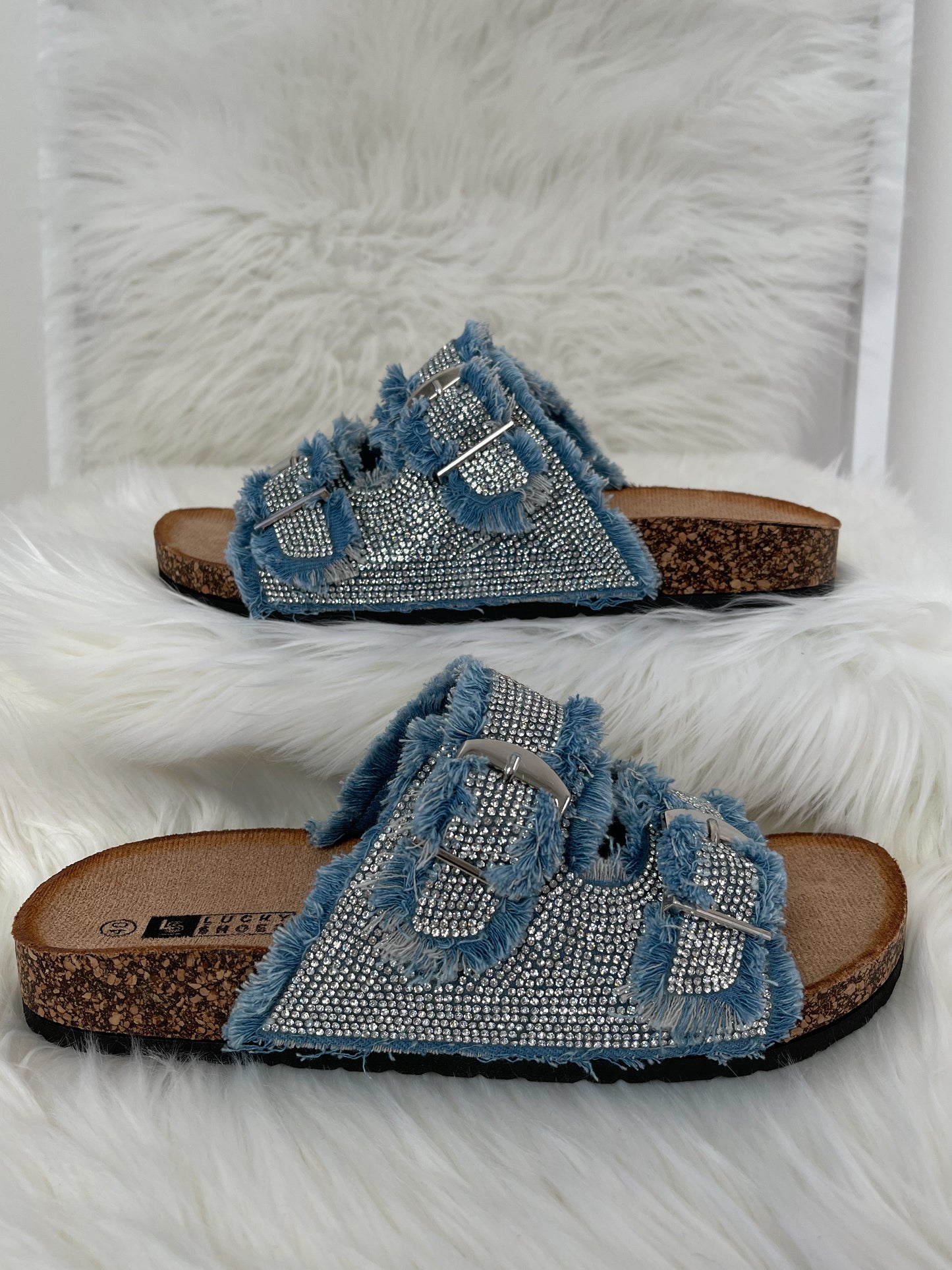 Muiltjes met strasssteentjes - lichtblauw