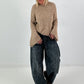 Weicher Pullover mit stylischen Trompetenärmeln - camel