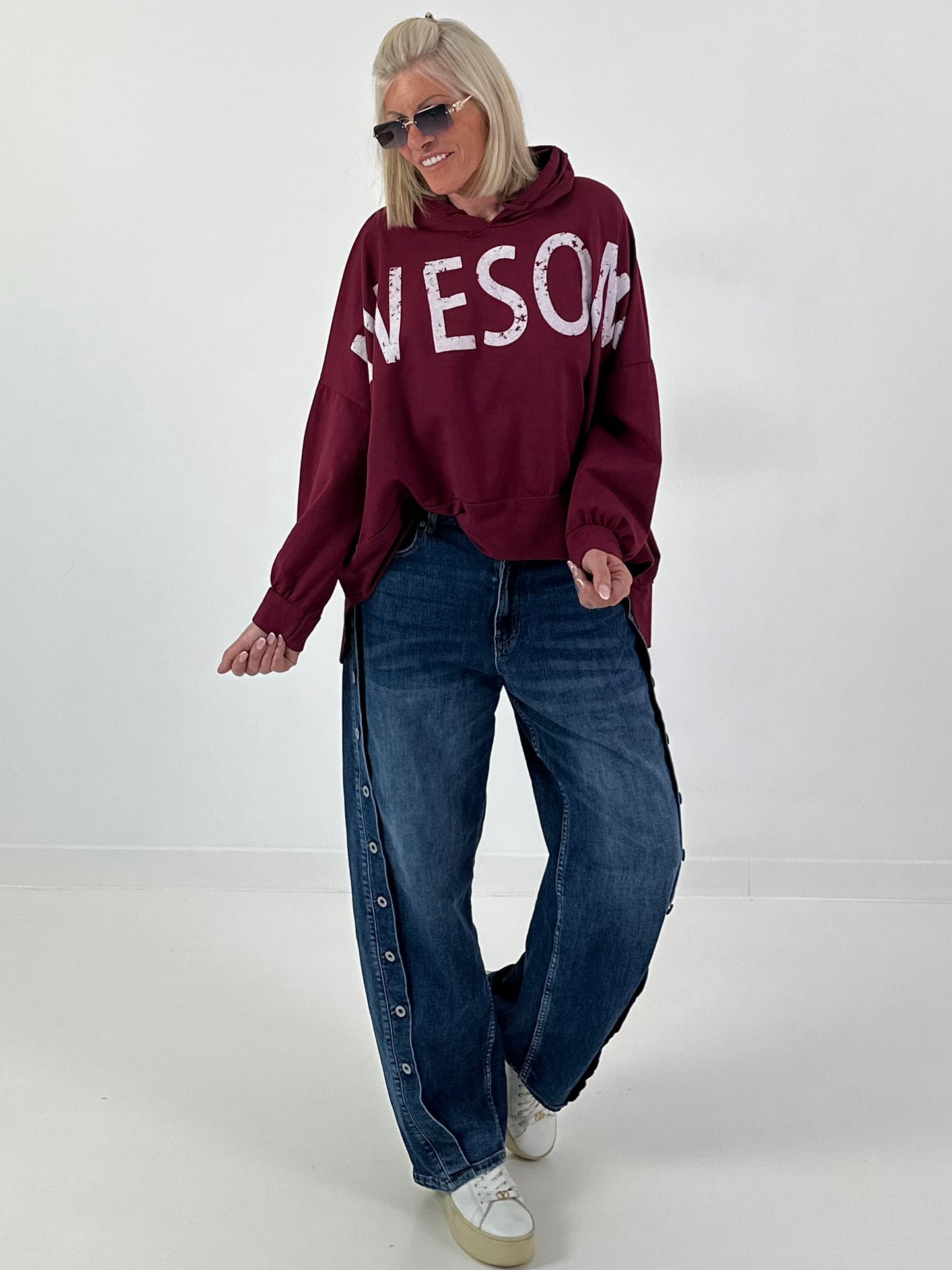 Oversized Hoodie Awesome - burgundy