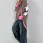 Lässiger Long Hoodie mit Daumenloch und trendigen Sternenelementen - taupe