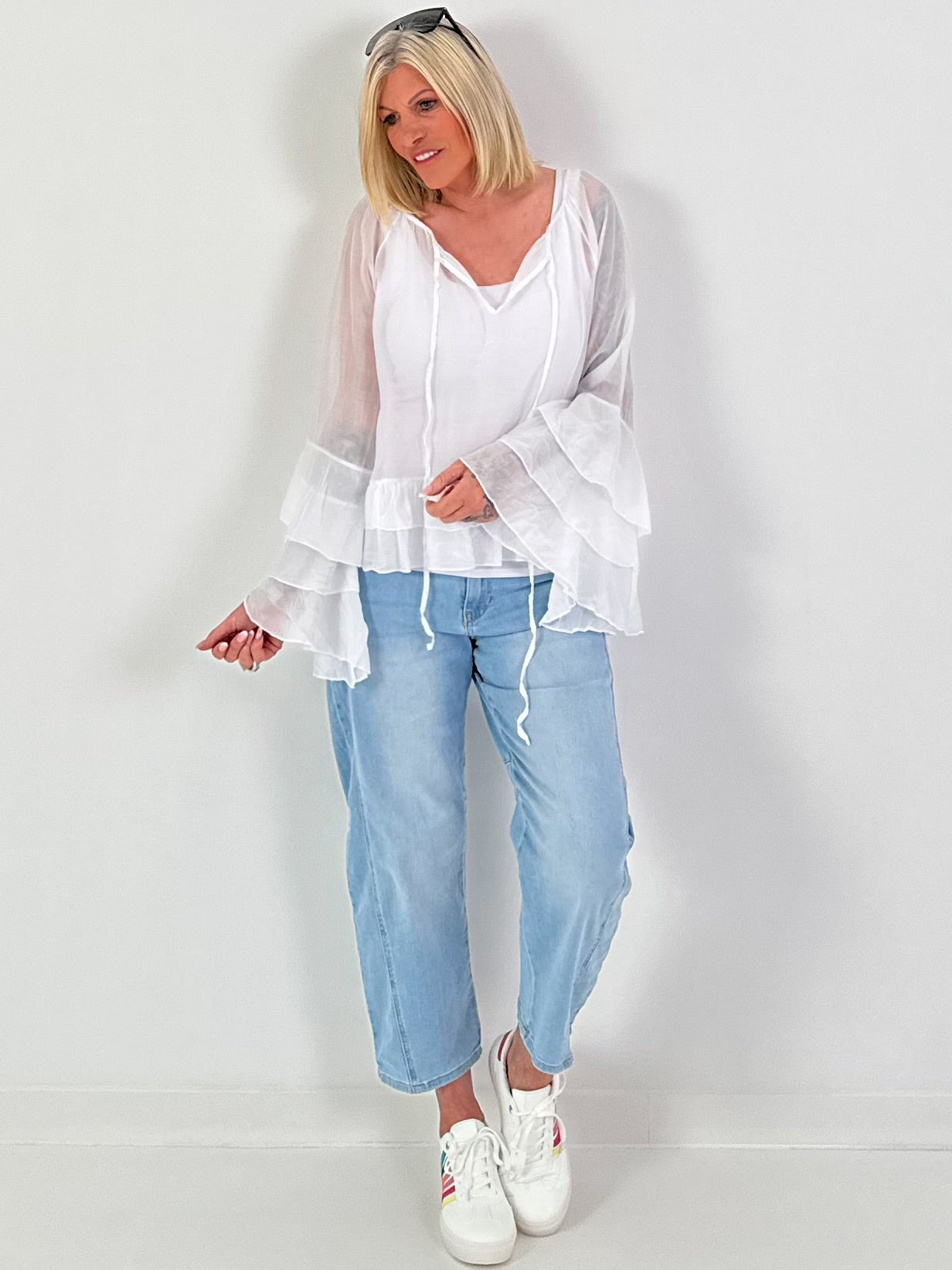 Light Tunic with Ruffles - white