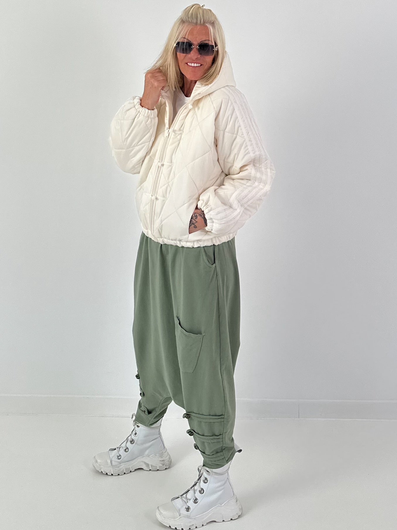 Bomberjacke mit Kapuze - creme