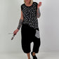 Ripp Top mit Glitzer Leo - schwarz