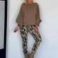 Cargo trousers with camouflage print -beige-olive-multicoloured