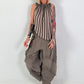 Balloon Linen Trousers with Fringe Details - taupe