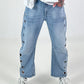Jeans mit Ösen - denim