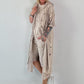 Sweatshirt Mantel mit floralem Netzeinsatz und Cut outs - beige