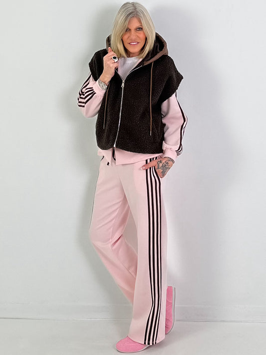 Bouclé Weste mit Kapuze - braun