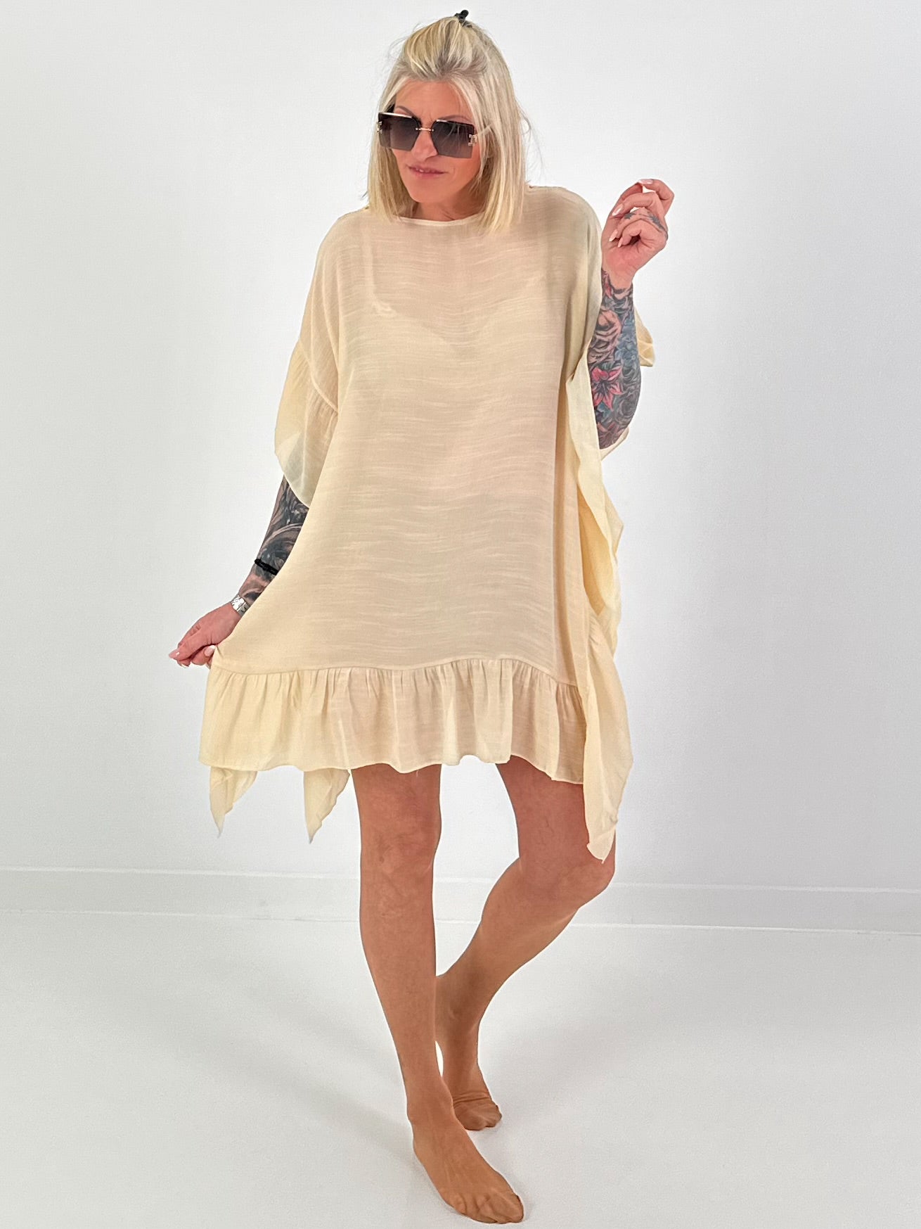 Ibiza Tunic with Crochet Insert - beige