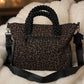 Stylish Canvas Bag with Genuine Leather Details Peace - black-silver-leopard chocolate
