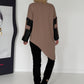 Asymmetrischer Sweater mit Kreuz- und Lederoptik-Details - taupe