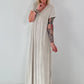 Maxi Kleid mit fransigen Abschlüssen - beige