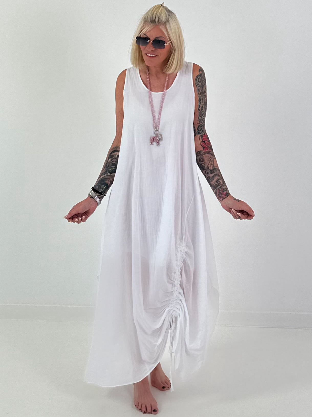 Sommerkleid mit Raff-Detail - weiss