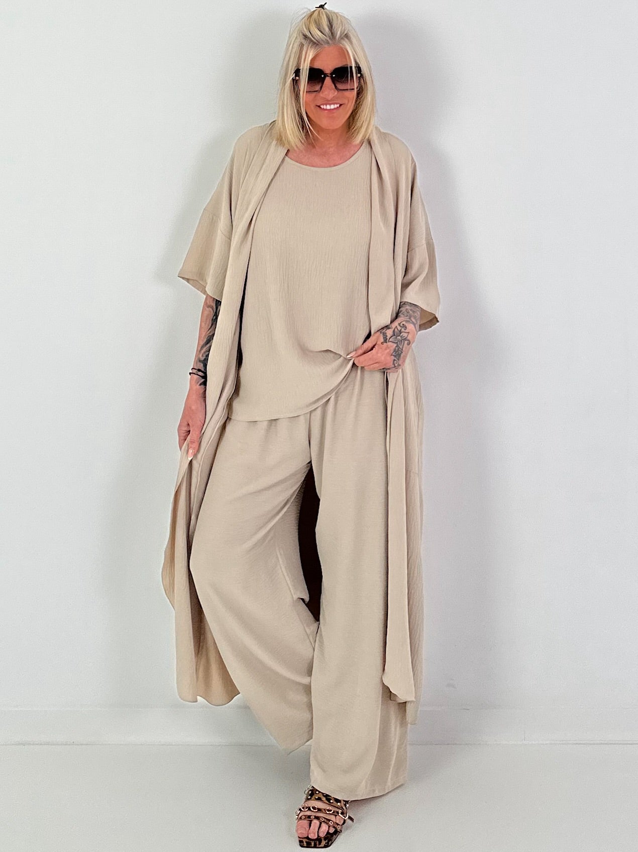 Lightweight long coat - beige