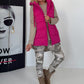Weste mit schimmerndem Finish und Kapuze - pink