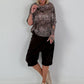Pailletten Shirt mit Allover Leo Muster - dunkelbraun-mehrfarbig