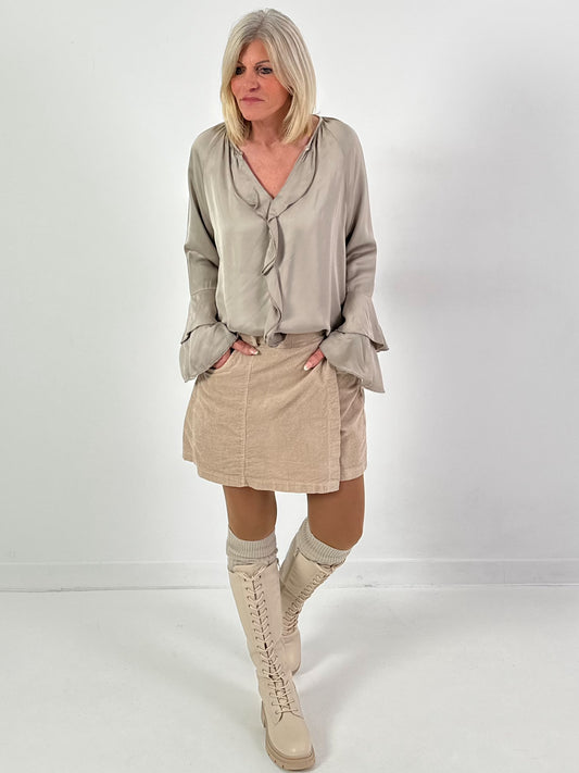 Blouse met volant model "Lush Light" - taupe
