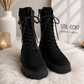 Faux suede ankle boot with chunky sole - black