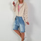 Bomber jacket with ruched sleeves - beige