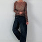 Mesh Shirt mit Punkten - mokka