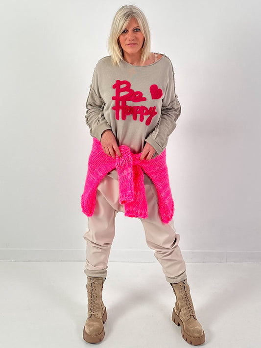 Sweatshirt Modell "Happy Fluff" - beige-pink
