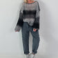 Grobstrickpullover mit Farbverlauf  - anthrazit-mehrfarbig