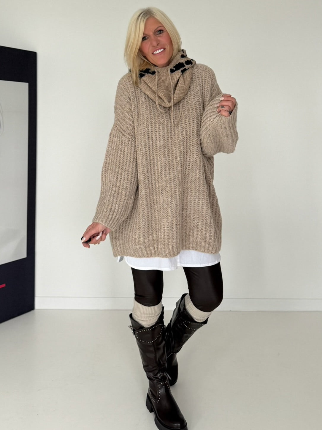 Rippstrickpullover - beige