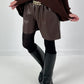 Leather-look shorts, model "Chain Affair" - mocha