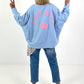 Oversized Sweater Dog Mom - Light Blue