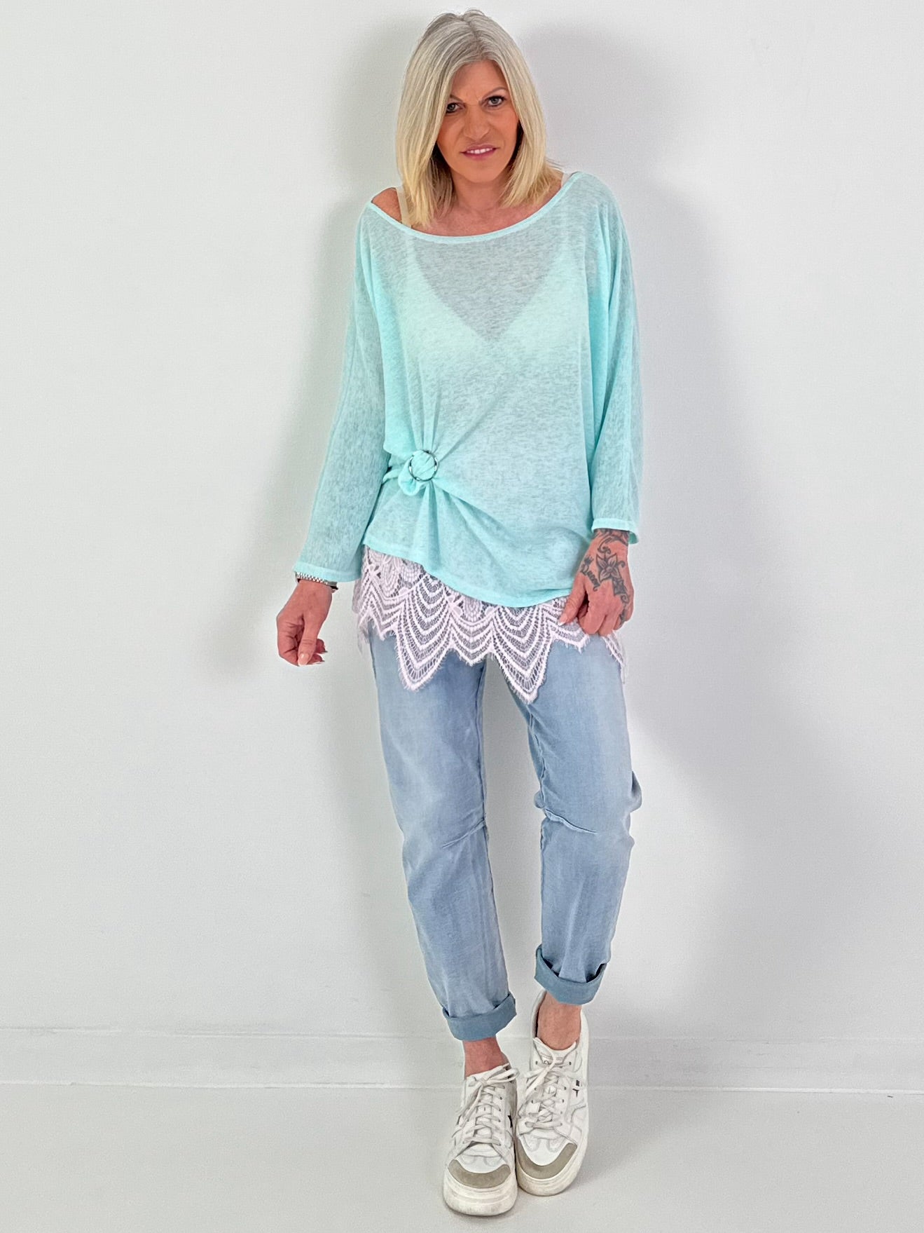Leichter Oversized Pullover - mint