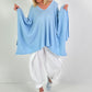 Oversized Sommerstrick Poncho - hellblau