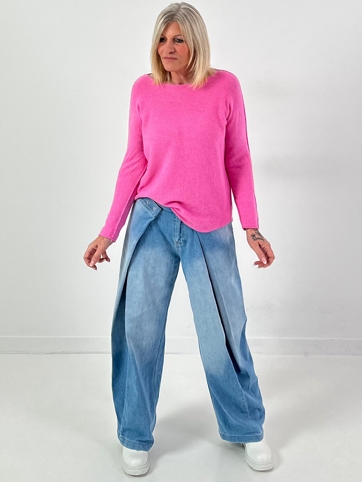 Fijngebreide trui model "Pure Frame" - roze